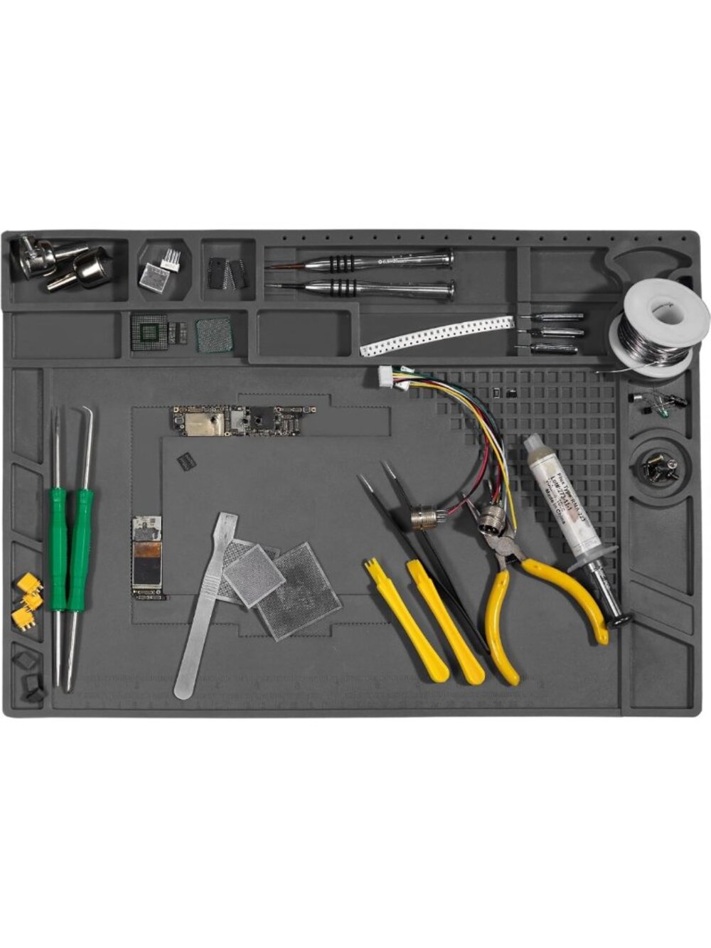 Heat-Resistant Silicone Soldering Mat 17.3x12.2" with 8 Function Zones for DIY